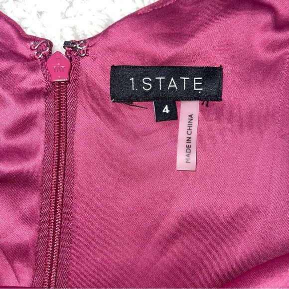1. State Ruffle-Hem Dress Size 4 US Berry Charm Red Pink Spaghetti-Strap NWT - Picture 10 of 11